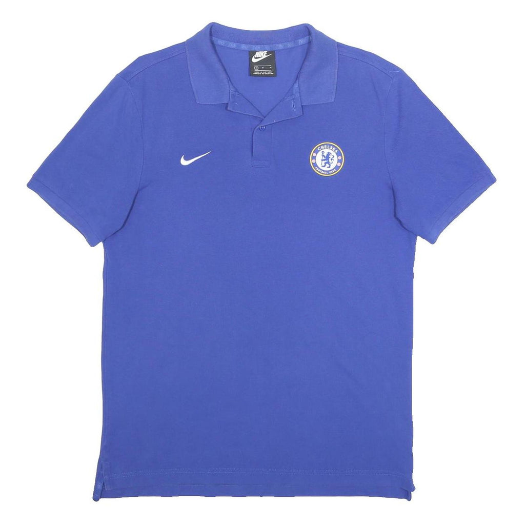NIKE Mens Blue Chelsea FC Short Sleeve Polo Shirt M Cotton Sportswear