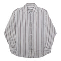 BEN SHERMAN Mens Grey & White Striped Shirt L Classic Cotton Blend Casual