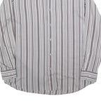 BEN SHERMAN Mens Grey & White Striped Shirt L Classic Cotton Blend Casual