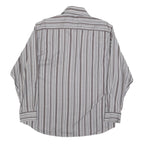 BEN SHERMAN Mens Grey & White Striped Shirt L Classic Cotton Blend Casual