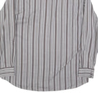 BEN SHERMAN Mens Grey & White Striped Shirt L Classic Cotton Blend Casual