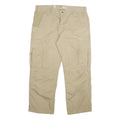 CARHARTT Mens Cotton Blend Beige Relaxed Fit Cargo Trousers W38 L28 Workwear