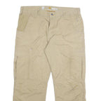 CARHARTT Mens Cotton Blend Beige Relaxed Fit Cargo Trousers W38 L28 Workwear