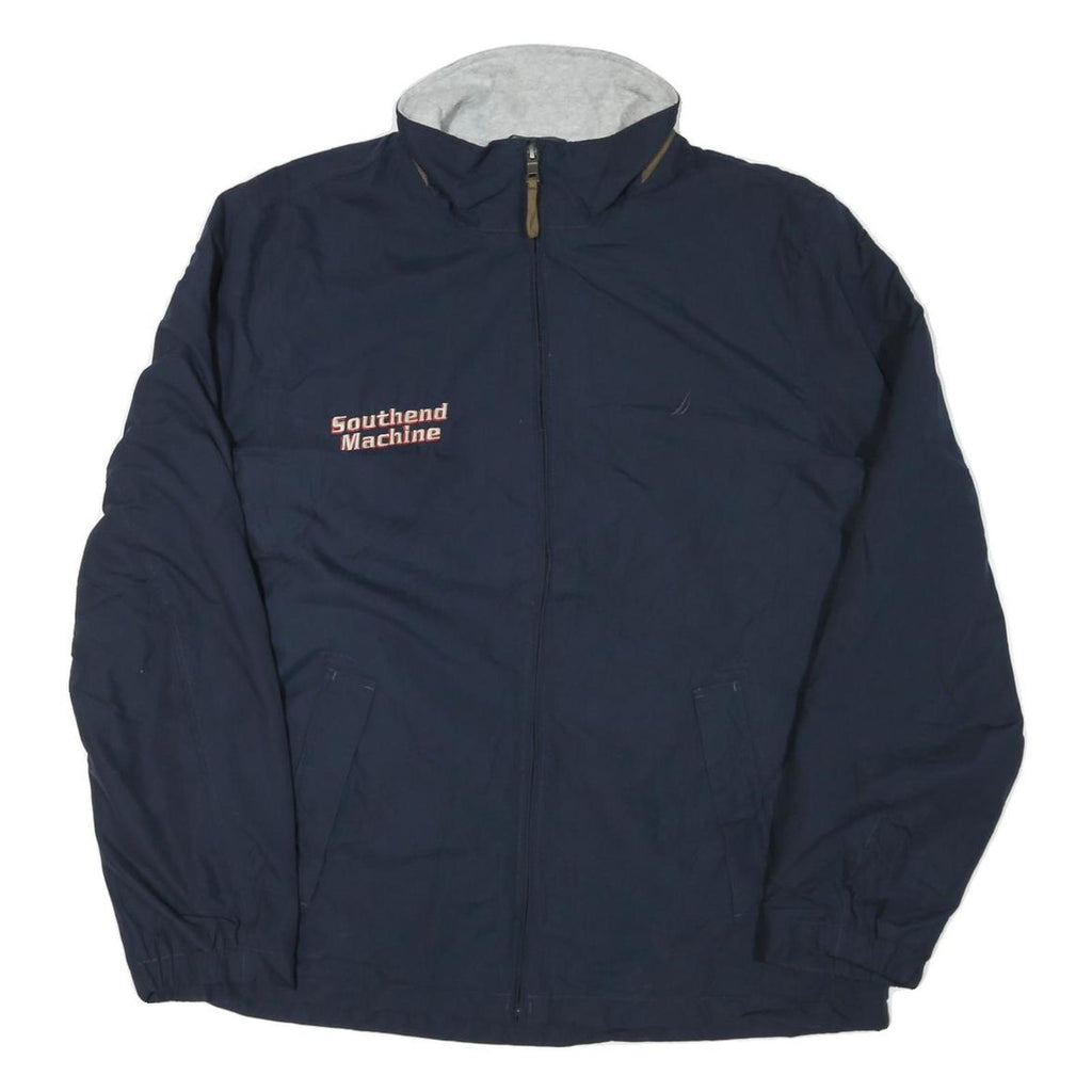 NAUTICA Mens Navy Blue Zip Jacket Polyester L Classic Plain Lightweight Casual