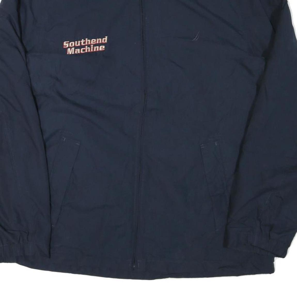 NAUTICA Mens Navy Blue Zip Jacket Polyester L Classic Plain Lightweight Casual