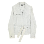 ARMANI EXCHANGE Womens White Cotton Zip Jacket M Casual Lightweight Stylish