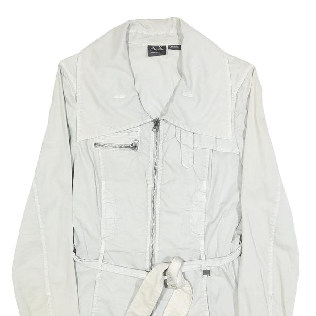 ARMANI EXCHANGE Womens White Cotton Zip Jacket M Casual Lightweight Stylish