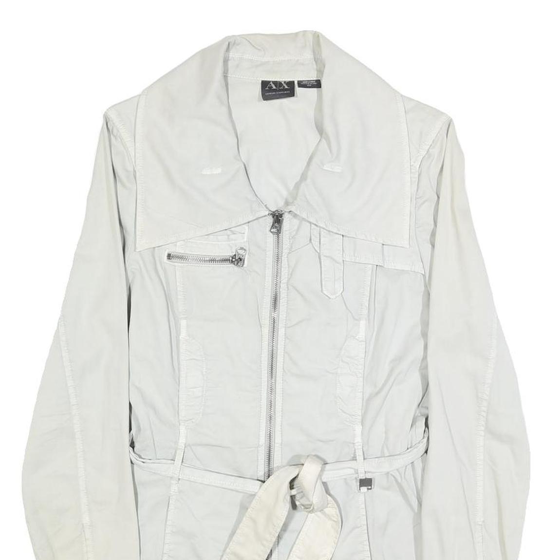 ARMANI EXCHANGE Womens White Cotton Zip Jacket M Casual Lightweight Stylish