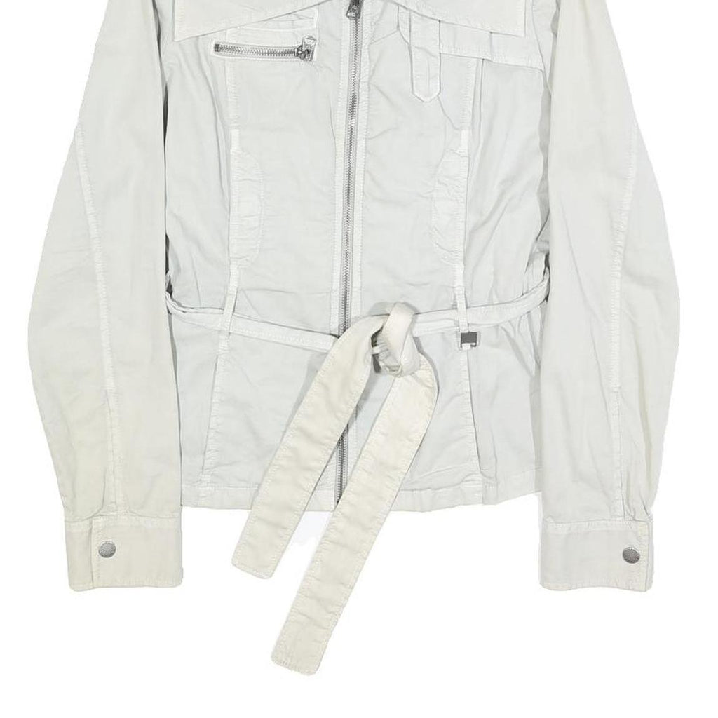 ARMANI EXCHANGE Womens White Cotton Zip Jacket M Casual Lightweight Stylish