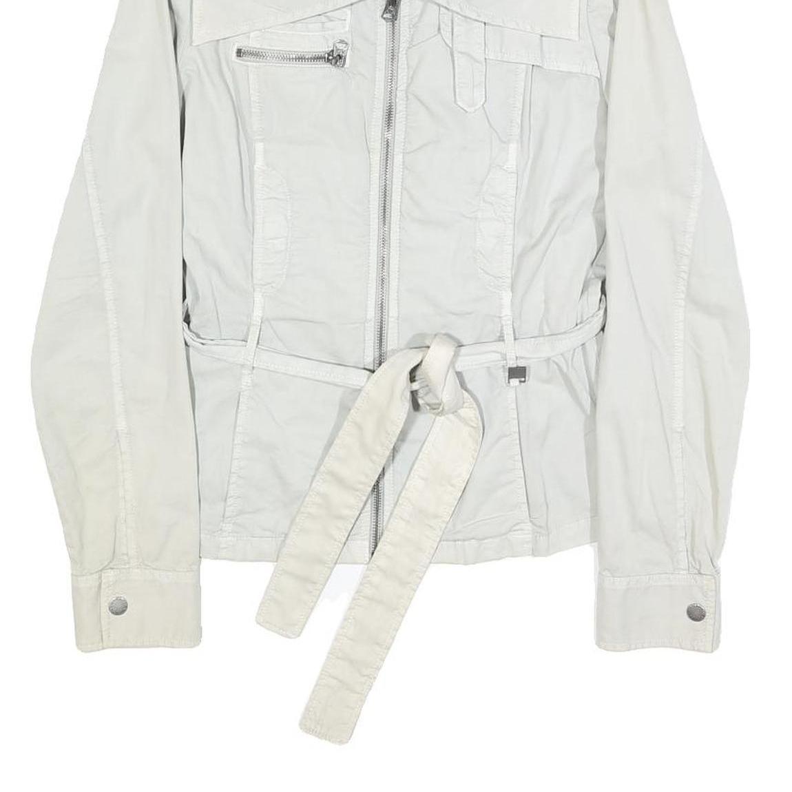 ARMANI EXCHANGE Womens White Cotton Zip Jacket M Casual Lightweight Stylish