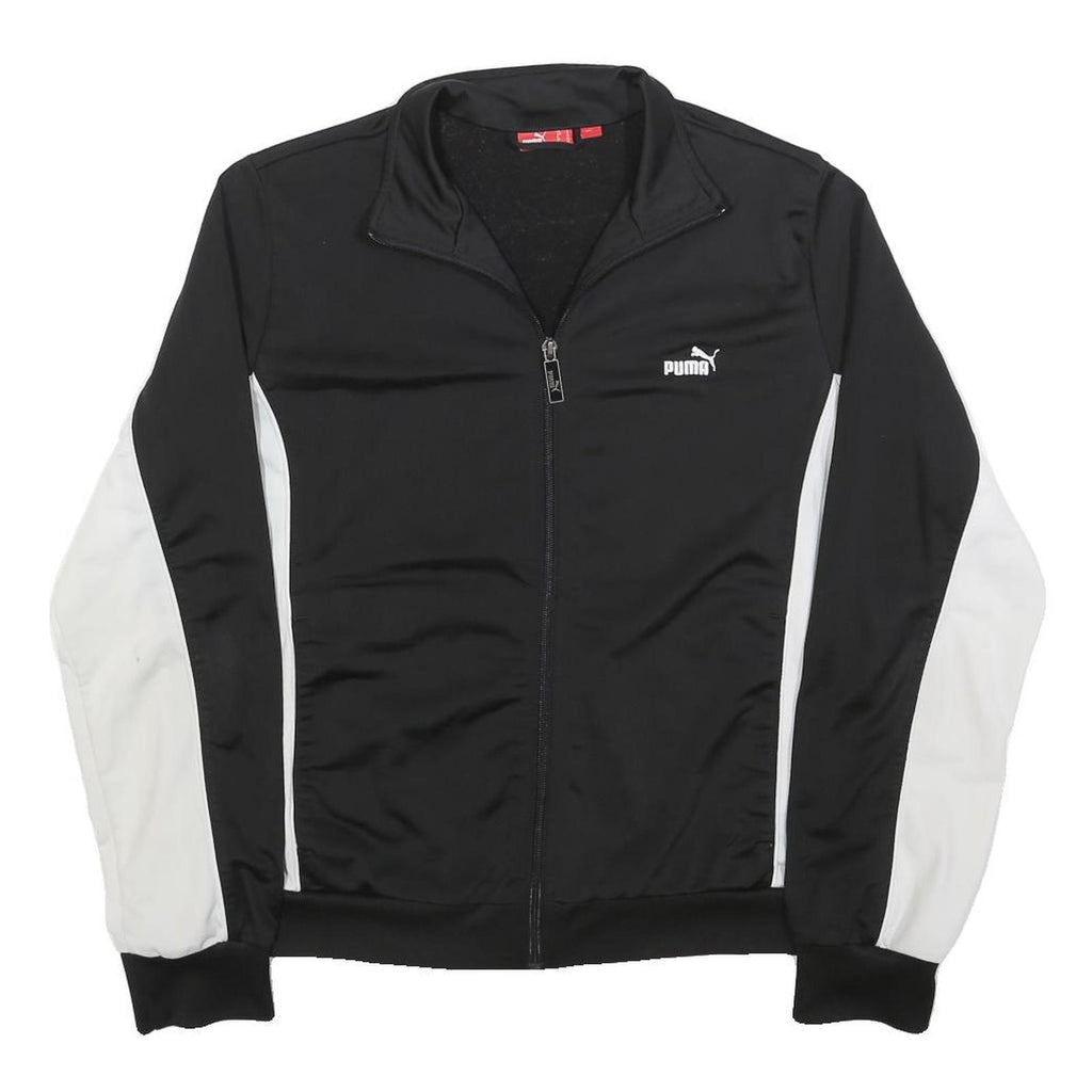 PUMA Womens Black & White Zip Jacket UK 14 Polyester Plain Sportswear Activewear