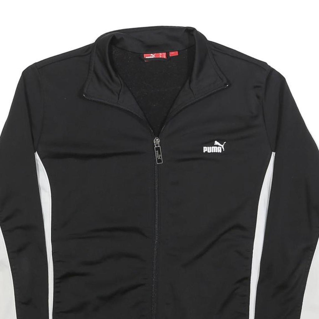 PUMA Womens Black & White Zip Jacket UK 14 Polyester Plain Sportswear Activewear