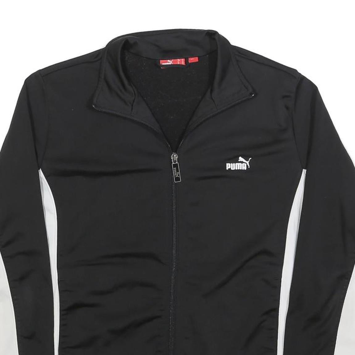 PUMA Womens Black & White Zip Jacket UK 14 Polyester Plain Sportswear Activewear