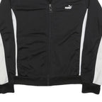 PUMA Womens Black & White Zip Jacket UK 14 Polyester Plain Sportswear Activewear