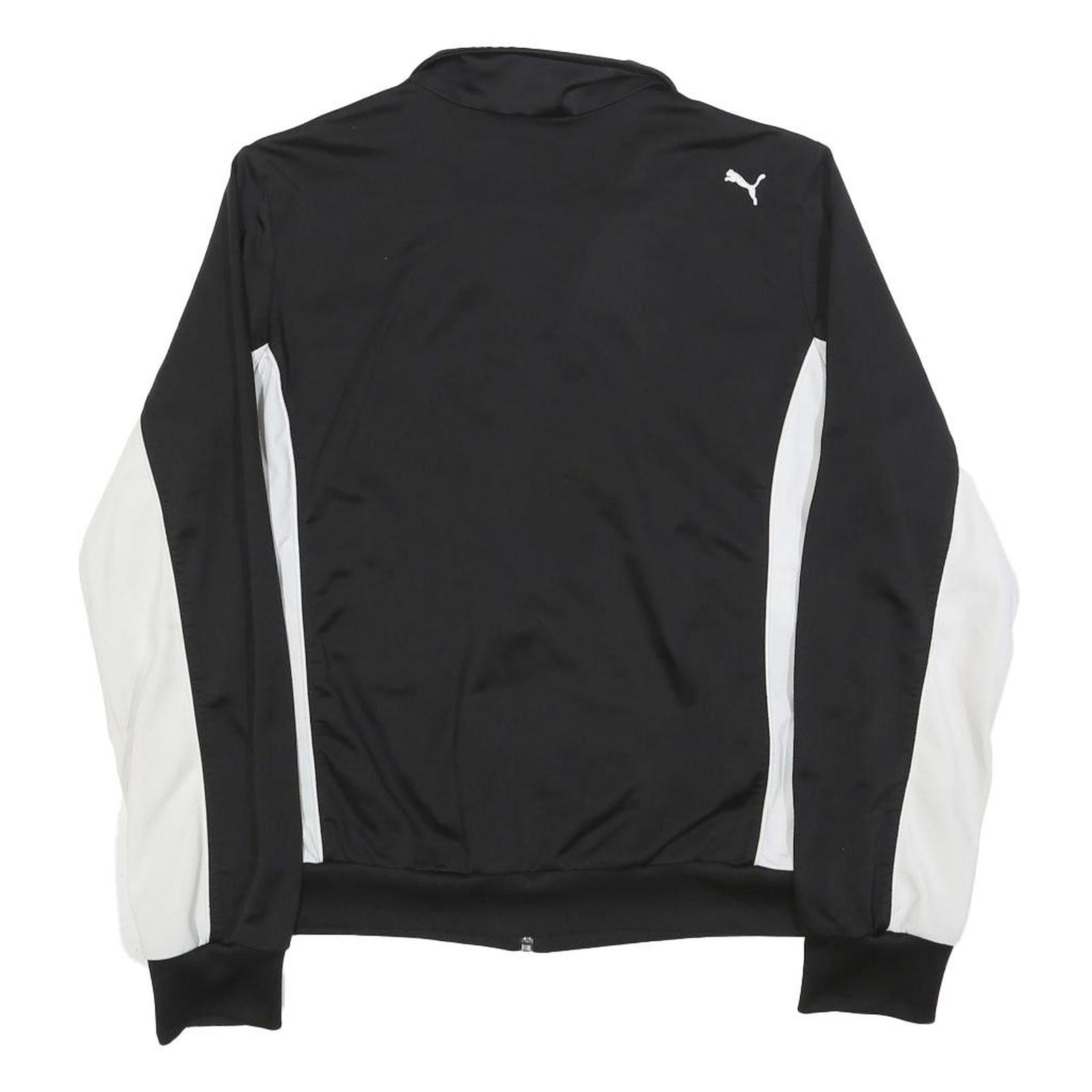 PUMA Womens Black & White Zip Jacket UK 14 Polyester Plain Sportswear Activewear