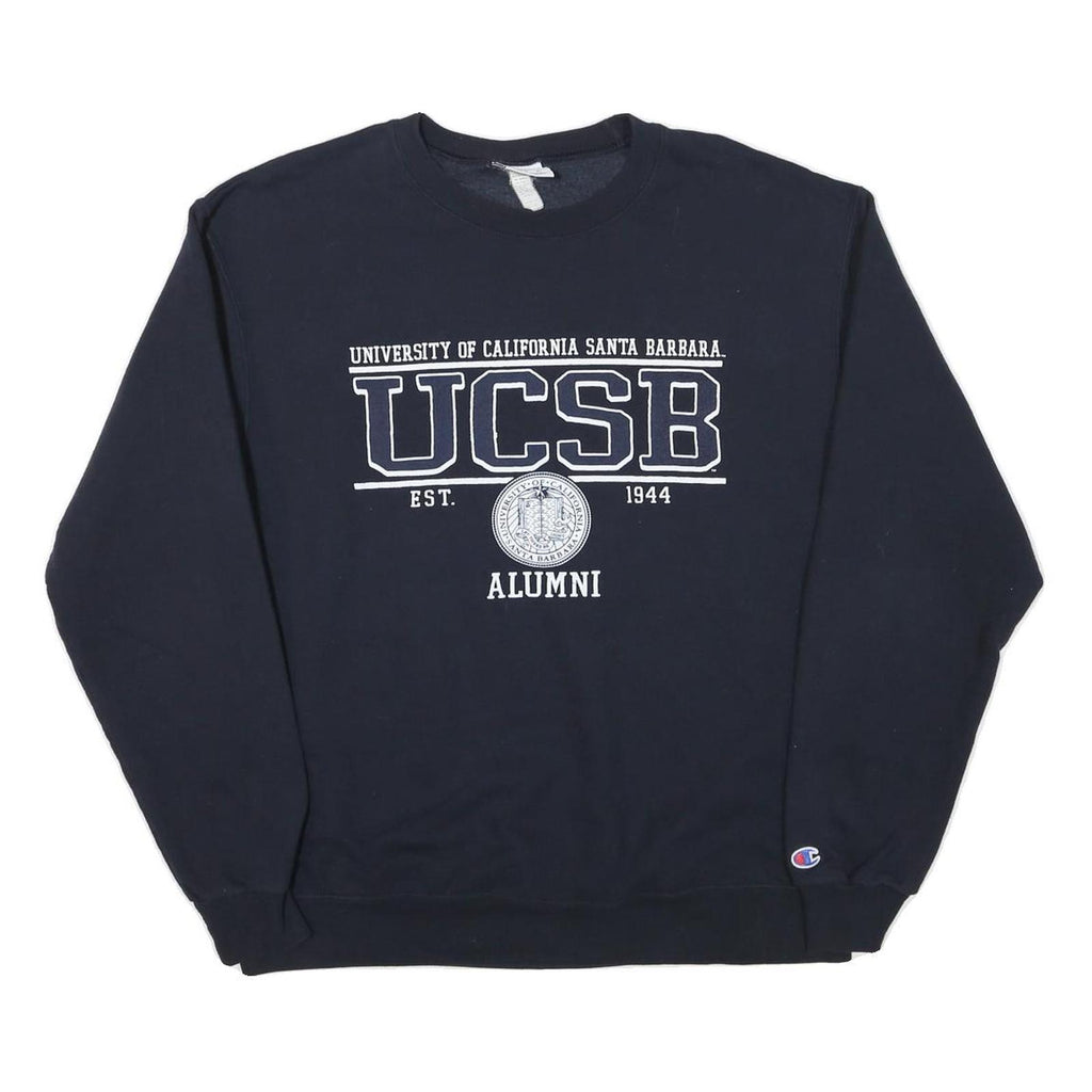 CHAMPION Mens Navy Blue UCSB Alumni Crew Neck L Cotton Blend Sweatshirt