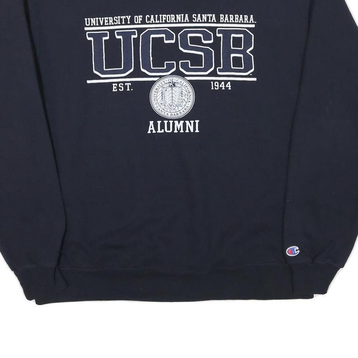 CHAMPION Mens Navy Blue UCSB Alumni Crew Neck L Cotton Blend Sweatshirt