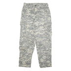 Mens Cotton Blend Grey Camouflage Regular Cargo Trousers W28 L30 Durable Button
