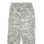 Mens Cotton Blend Grey Camouflage Regular Cargo Trousers W28 L30 Durable Button