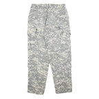 Mens Cotton Blend Grey Camouflage Regular Cargo Trousers W28 L30 Durable Button