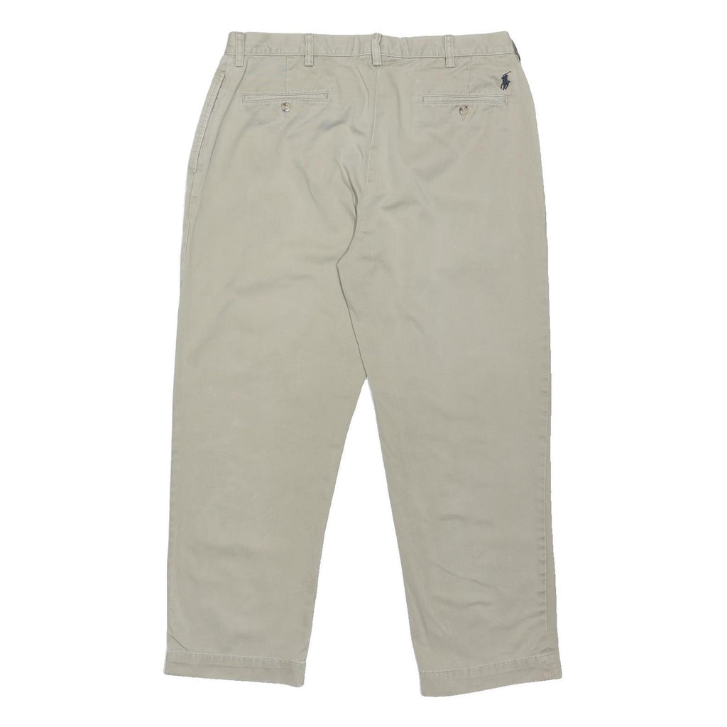 POLO RALPH LAUREN Mens Regular Fit Beige Cotton Blend Trousers W36 L30 Classic