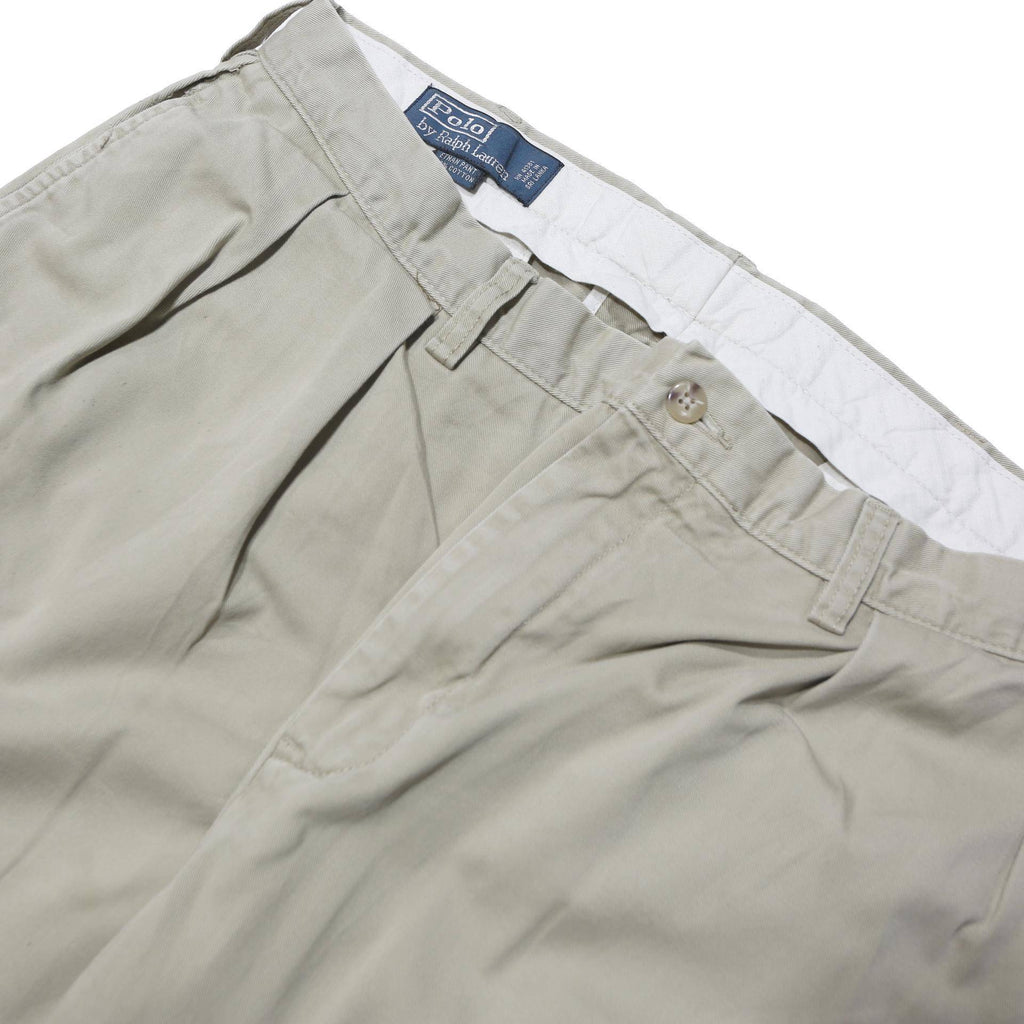 POLO RALPH LAUREN Mens Regular Fit Beige Cotton Blend Trousers W36 L30 Classic
