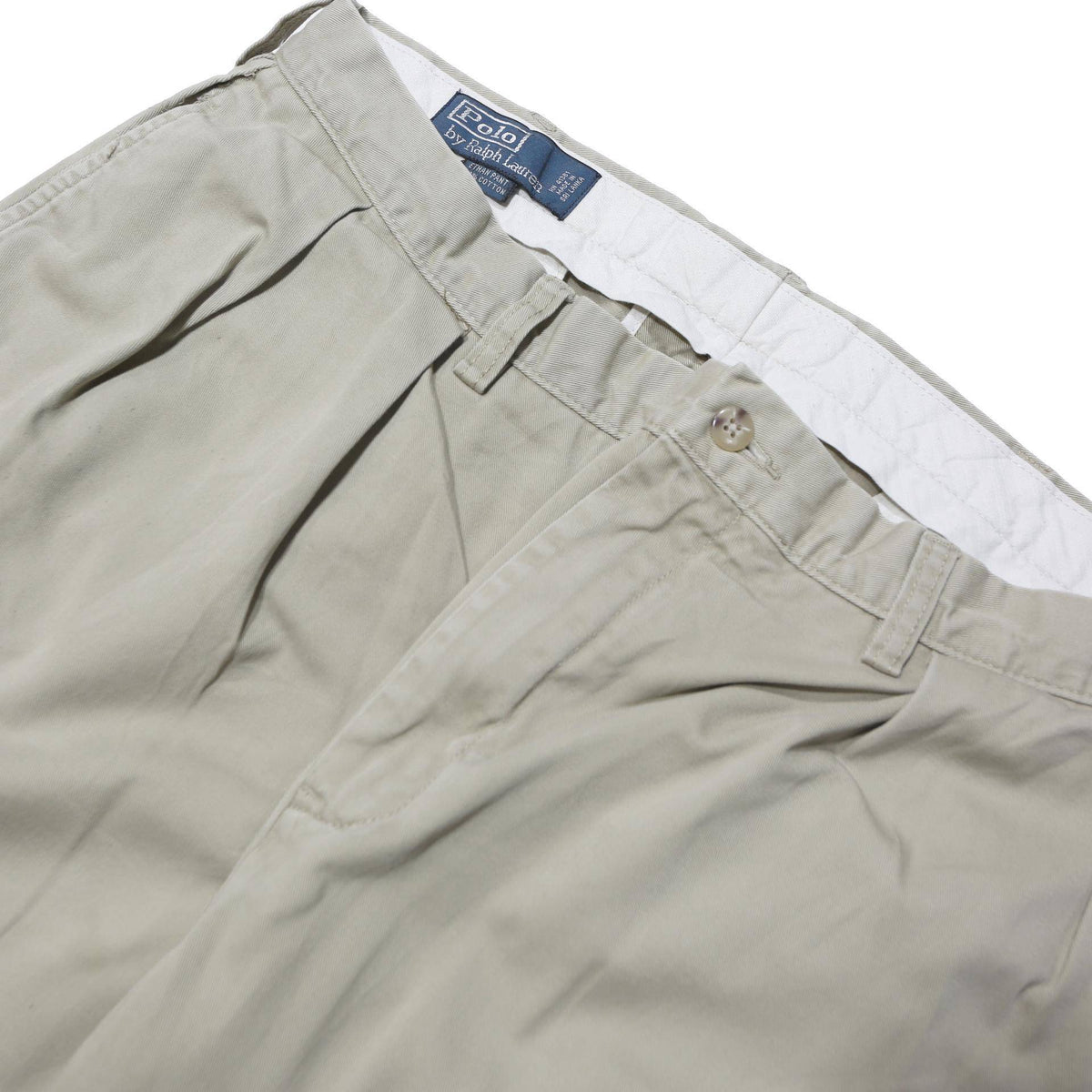 POLO RALPH LAUREN Mens Regular Fit Beige Cotton Blend Trousers W36 L30 Classic