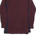 TOMMY HILFIGER Womens Maroon & Navy Patterned Jumper V-Neck Cable Knit XXS