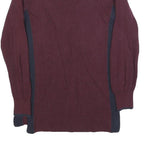 TOMMY HILFIGER Womens Maroon & Navy Patterned Jumper V-Neck Cable Knit XXS