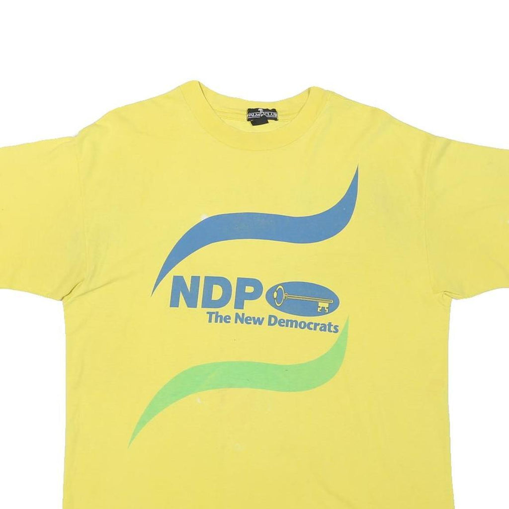 PALM CLUB Mens Yellow NDP The New Democrats Graphic T-Shirt XL Short Sleeve Crew