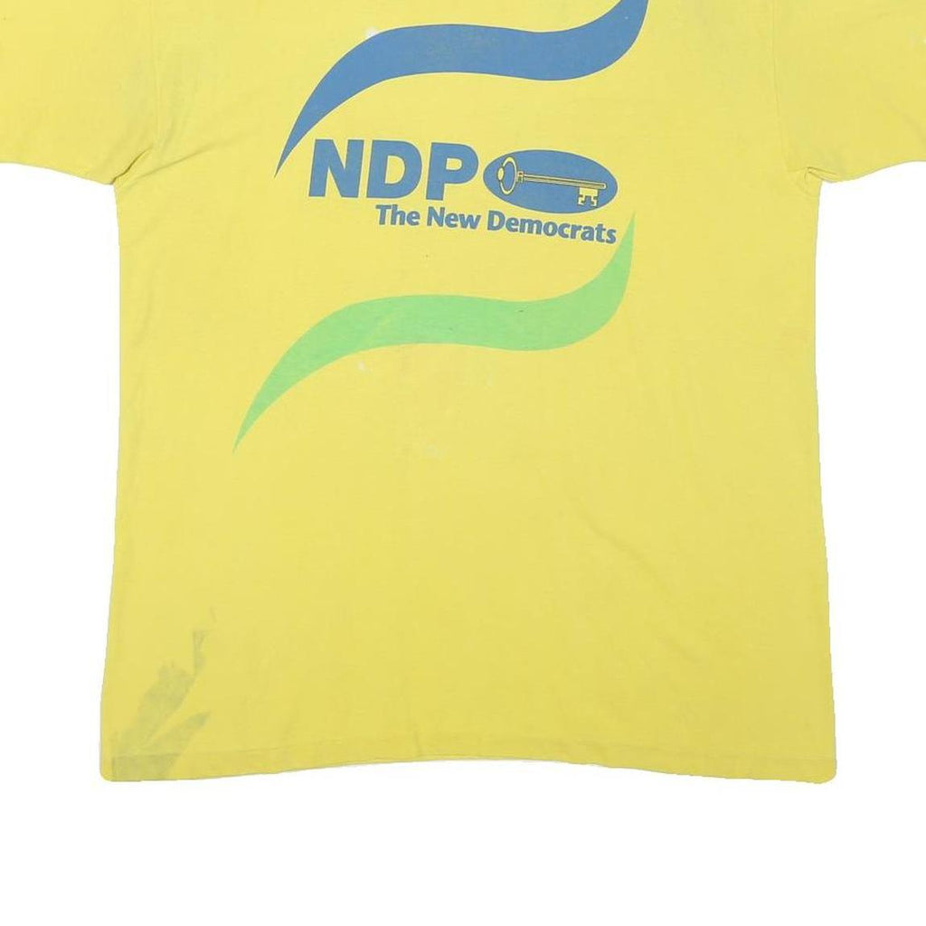 PALM CLUB Mens Yellow NDP The New Democrats Graphic T-Shirt XL Short Sleeve Crew