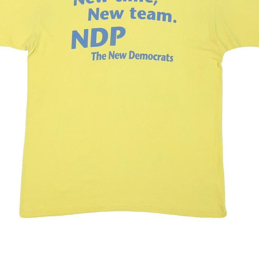 PALM CLUB Mens Yellow NDP The New Democrats Graphic T-Shirt XL Short Sleeve Crew