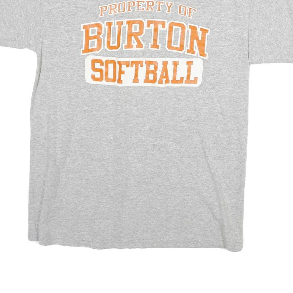 PORT & COMPANY Mens Grey & Orange Burton Softball Graphic T-Shirt M Short Sleeve
