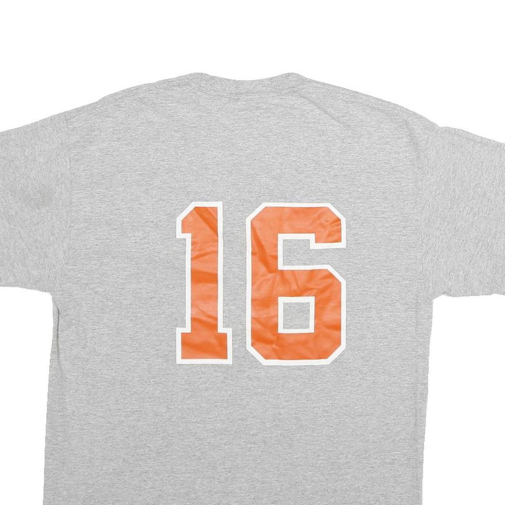 PORT & COMPANY Mens Grey & Orange Burton Softball Graphic T-Shirt M Short Sleeve