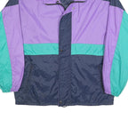 MC DUE Mens Purple & Green Nylon Colourblock Jacket L Windbreaker Zip Closure