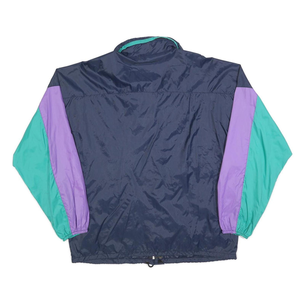 MC DUE Mens Purple & Green Nylon Colourblock Jacket L Windbreaker Zip Closure