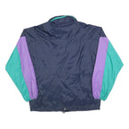 MC DUE Mens Purple & Green Nylon Colourblock Jacket L Windbreaker Zip Closure