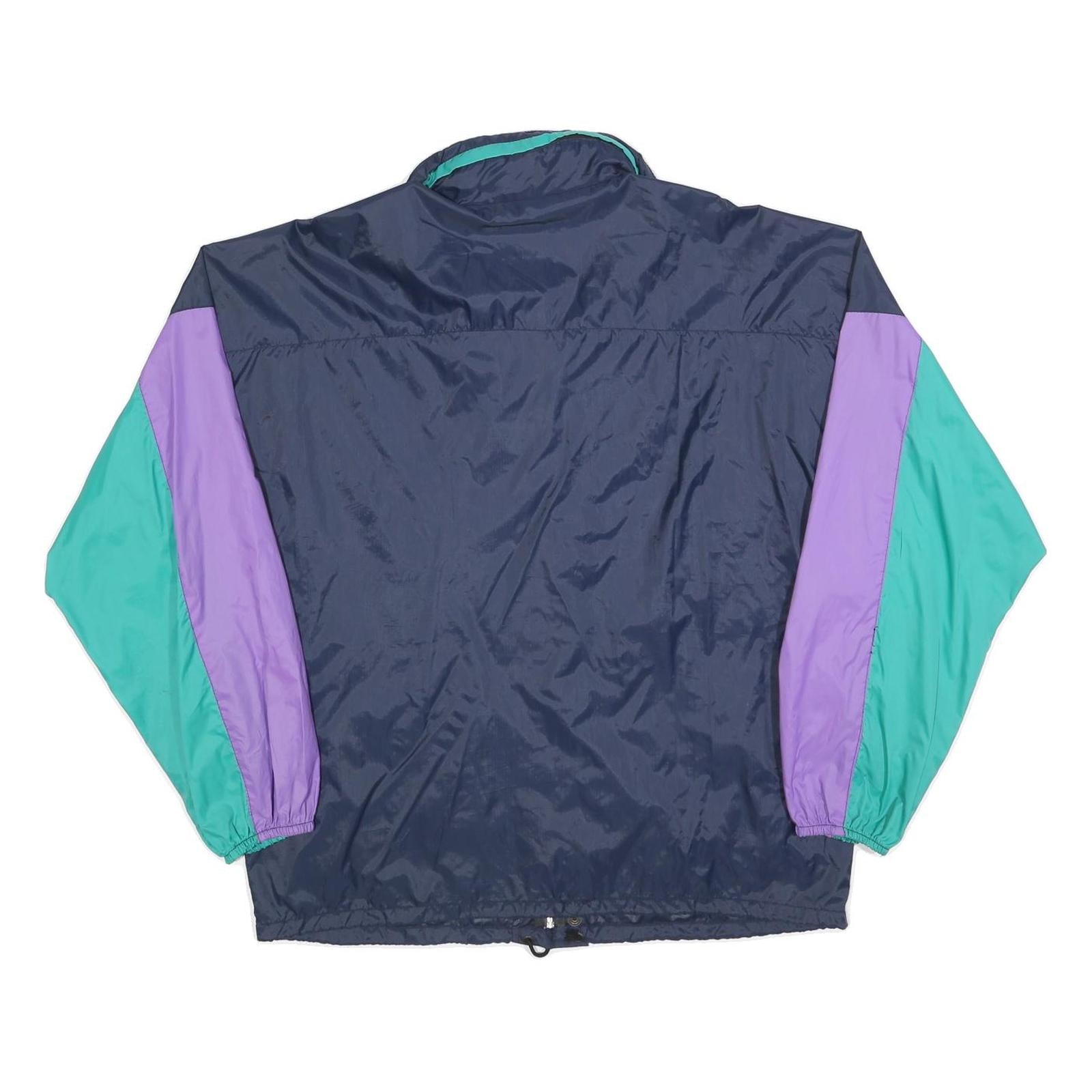 MC DUE Mens Purple & Green Nylon Colourblock Jacket L Windbreaker Zip Closure