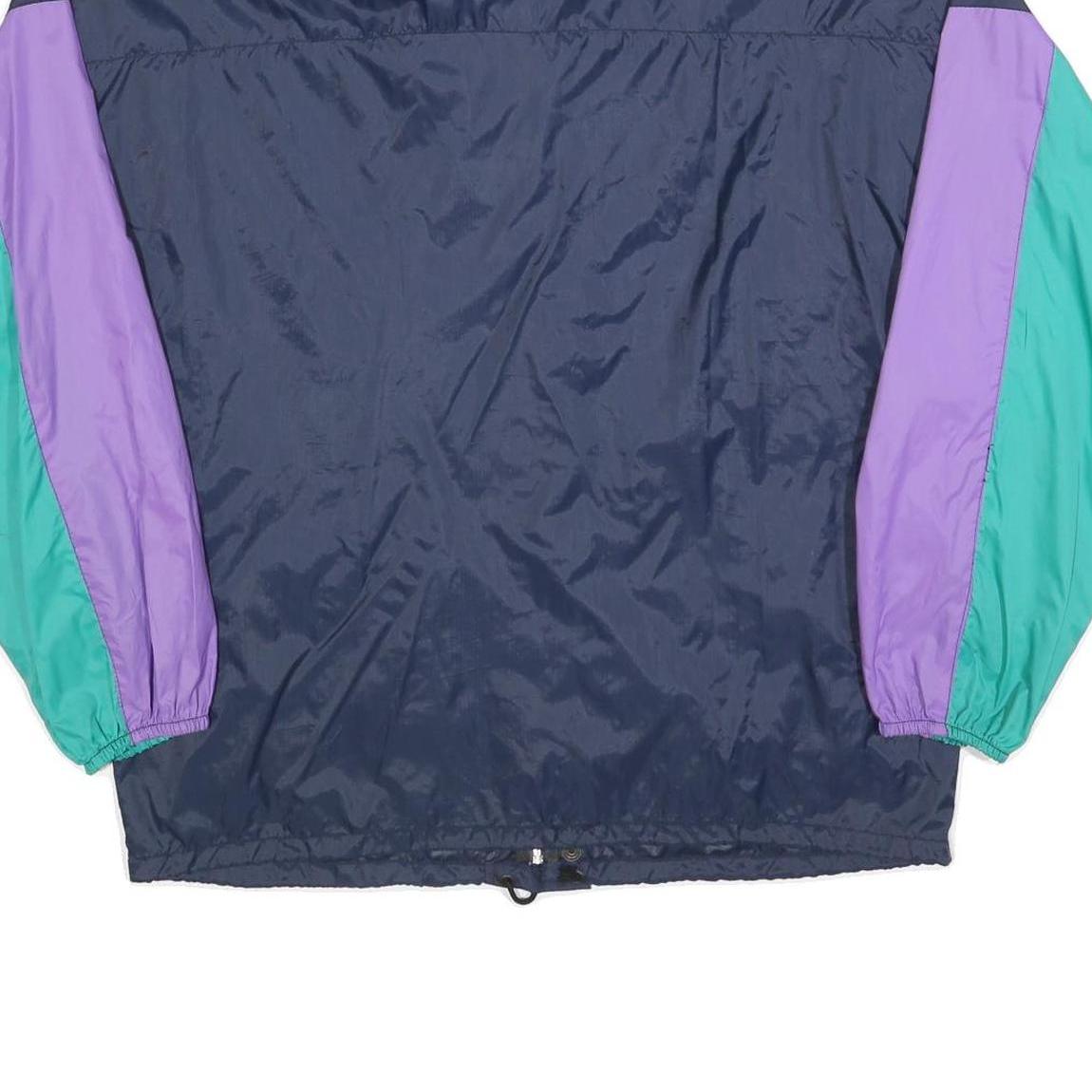 MC DUE Mens Purple & Green Nylon Colourblock Jacket L Windbreaker Zip Closure