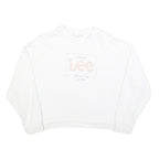 LEE Womens White Cotton Crew Neck M Sweatshirt Authentic Logo Printed Casual
