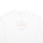 LEE Womens White Cotton Crew Neck M Sweatshirt Authentic Logo Printed Casual