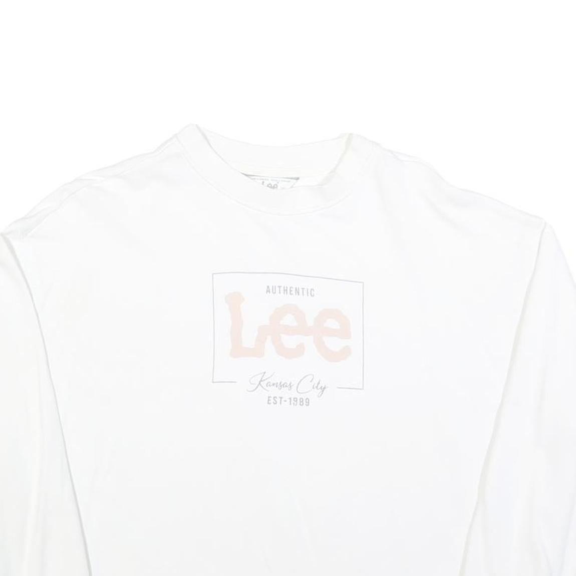 LEE Womens White Cotton Crew Neck M Sweatshirt Authentic Logo Printed Casual
