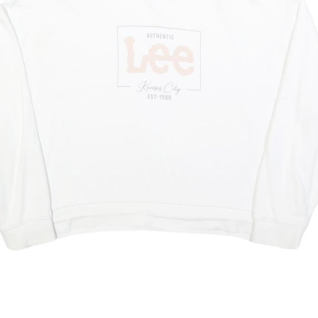 LEE Womens White Cotton Crew Neck M Sweatshirt Authentic Logo Printed Casual