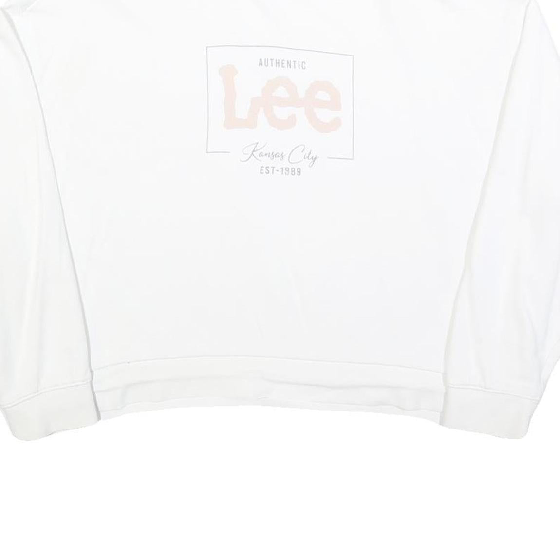 LEE Womens White Cotton Crew Neck M Sweatshirt Authentic Logo Printed Casual