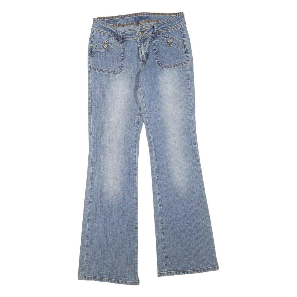 Womens Light Blue Regular Fit Flared Denim Cotton Blend Jeans W30 L32 Casual