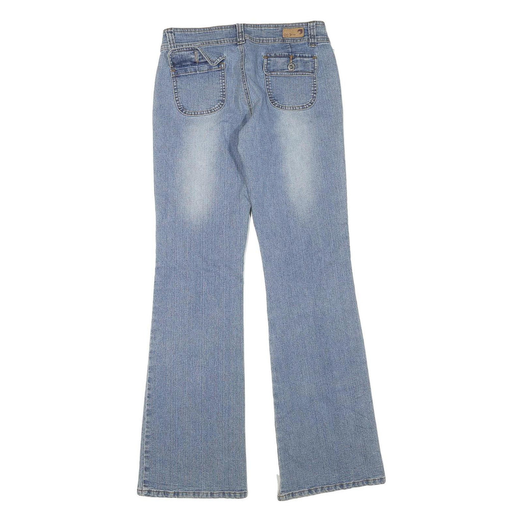 Womens Light Blue Regular Fit Flared Denim Cotton Blend Jeans W30 L32 Casual