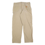 CARHARTT Mens Beige Regular Fit Straight Cotton Blend Jeans W34 L32 Workwear Zip