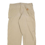 CARHARTT Mens Beige Regular Fit Straight Cotton Blend Jeans W34 L32 Workwear Zip
