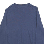 TOMMY HILFIGER Mens Blue Plain Cotton Crew Neck Basic Knit Jumper M Casual