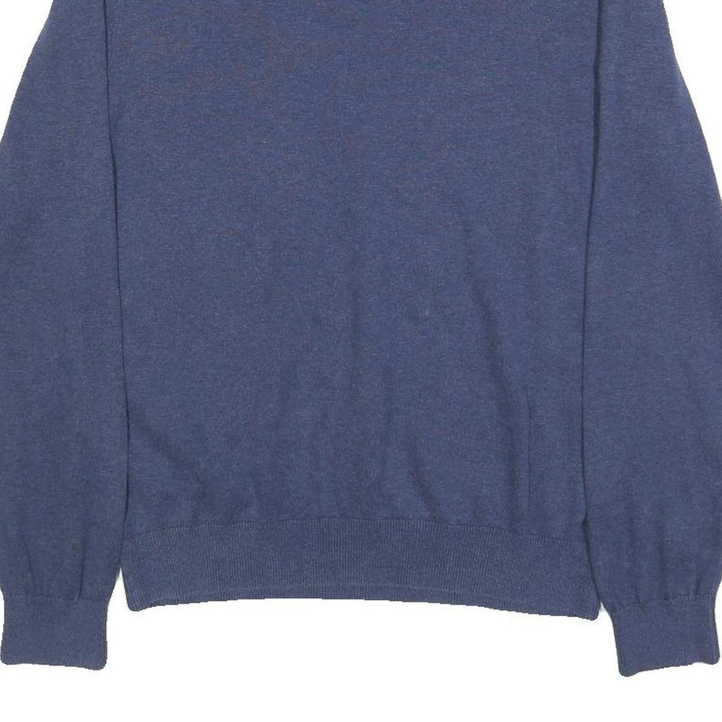 TOMMY HILFIGER Mens Blue Plain Cotton Crew Neck Basic Knit Jumper M Casual